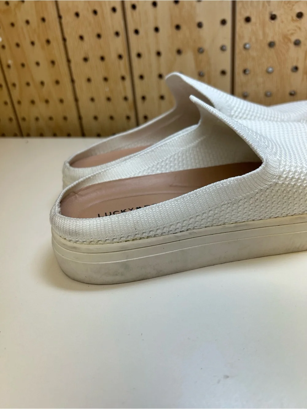 Lucky Brand  White Slip-On Knit Loafers